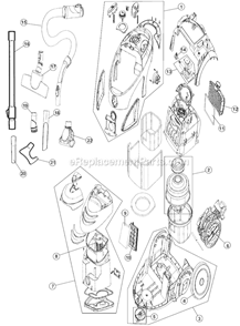 Page A Diagram and Parts List for SD40000  Dirt Devil Canister Vacuum